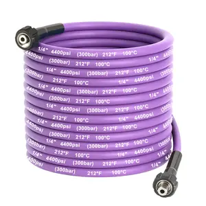 NowWash Heavy-Duty 4400PSI Pressure Washer Hose 15M Steel-Braided Rubber M22-14/15mm Connectors for Car Wash Driveway Roof Cold Weather Use