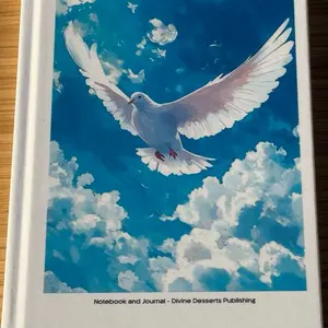 Divine Desserts Publishing Beautiful Dove Journal with Dove Illustration and Clouds on White Cover, 200 Blank Pages for Note Taking and Journaling