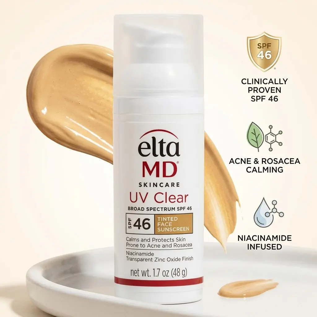 Facial Sunscreen - UV-Clear Tinted, Broad-Spectrum SPF 46 Skincare for Daily Sun Protection