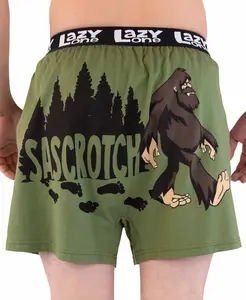 LazyOne | Sascrotch Men's Bigfoot Funny Boxer - Funny Animal Boxers, Novelty Boxer Shorts, Gag Gifts for Men, Humorous Underwear for Men - Sasquatch