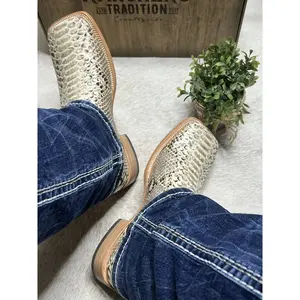 Men's Python Cowboy Boots Natural