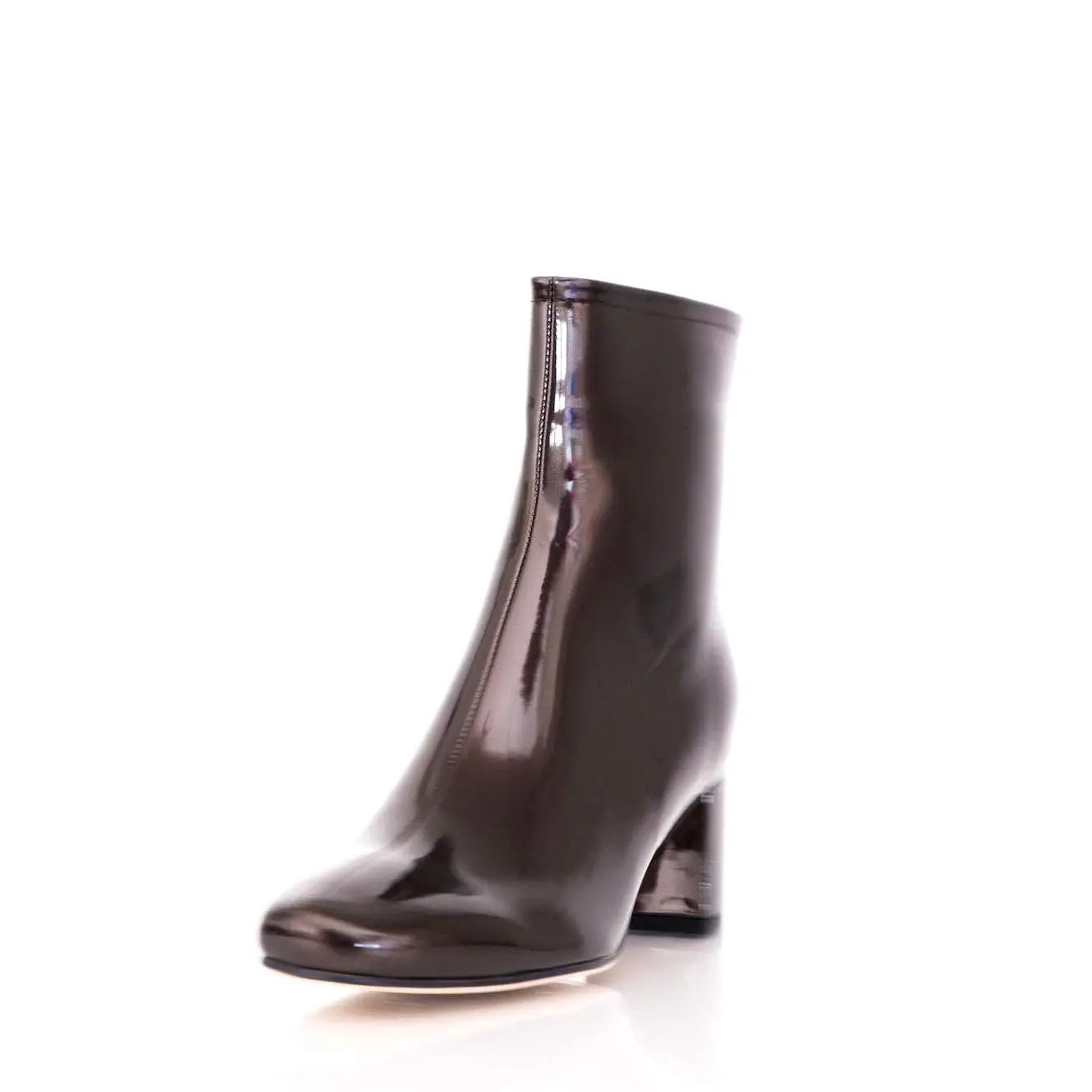 Black Mahogany & Brown Patent Leather Ankle Boots Footwear Walking Shoes Comfort Stylish Soft Women Shoe