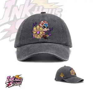 Chibi-style artwork of Guido Mista—a popular character from *JoJo's Bizarre Adventure: Golden Wind*—and his Stand, Sex Pistols.--Cotton Washed baseball cap