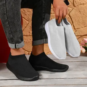 Cloud-Like Comfort Women's Slip-On Sneakers Breathable Knit Mesh MD Anti-Slip Sole Lightweight Versatile Casual Shoes for Walking Work