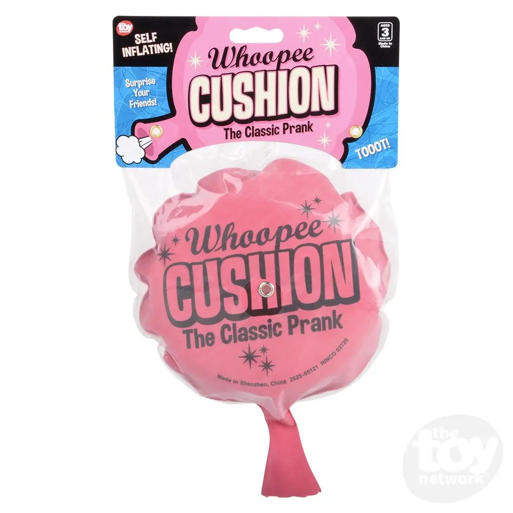 Self-Inflating Plastic Whoopee Cushion - Classic Novelty Gag Toy, Header Card Included, US Toy Company Product, Prank Item for 4-6 Years Old Kids (Ages 3+ Compatible)