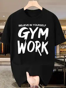 Men's Letter Print T-Shirt, Breathable Slim-Fit Short Sleeve Tee, Casual Summer Fashion, Single-Sided Design, Comfortable Wear