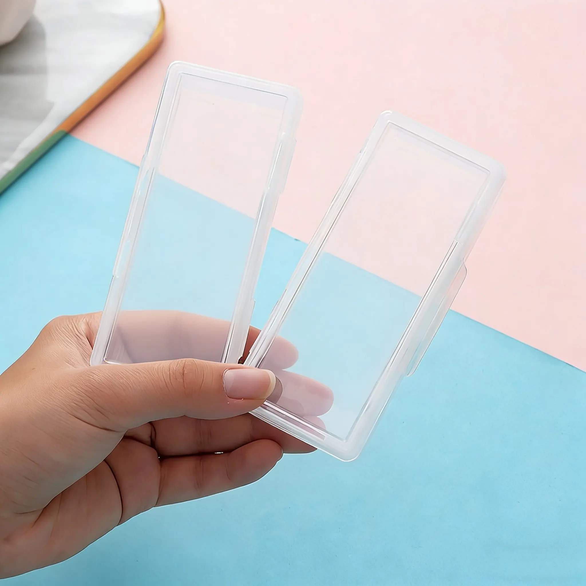 Travel Storage Box, 2 Counts Portable Toothpick & Cotton Swab Storage Box, Storage Organizer for Home & Travel, Floss, Clear, Transparent, Durable Plastic Organizers