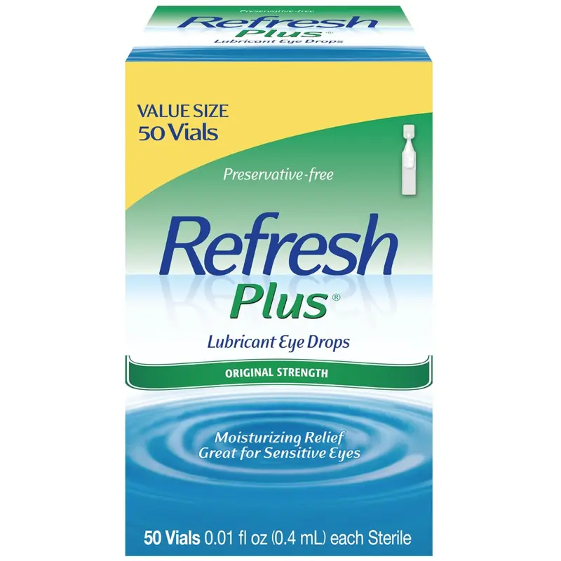 Refresh Plus Eye Drops, Preservative-Free, 0.01 Fl Oz Single-Use Containers, 50 Count, Packaging May Vary