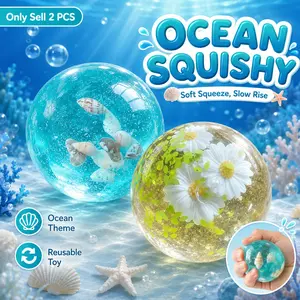 2-Pack daisy Oil Squishy, Ocean Theme  Stress Ball, Slow Rising Squishy, ocean  SquishyAnxiety Stress Relief, Soft, Reusable Squeeze Toy, Squishy Stress Balls