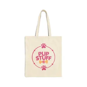 Pup Stuff paw print design Tote Bag | Canvas dog lover grocery tote