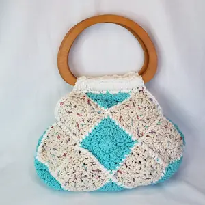 Handmade Crochet Granny Square Purse Made with cotton yarn and fully lined with cotton fabric