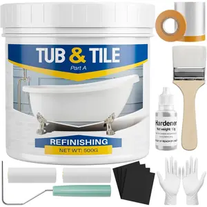 Tub and Tile  Refinishing Kit, 17oz Bathtub Refinishing Kit with Tools, DIY Tub  White for Bathtub, Shower, Kitchen Countertop, Porcelain, Easy to Cover & Low Odor