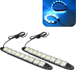 2 PCS LED Daytime Running Strip Lights Kit, DC 12V Flexible Bright Spot Fog Lamp, IP67 Waterproof DRL LED Strip Lights, Universal for Cars SUVs (Light Blue)