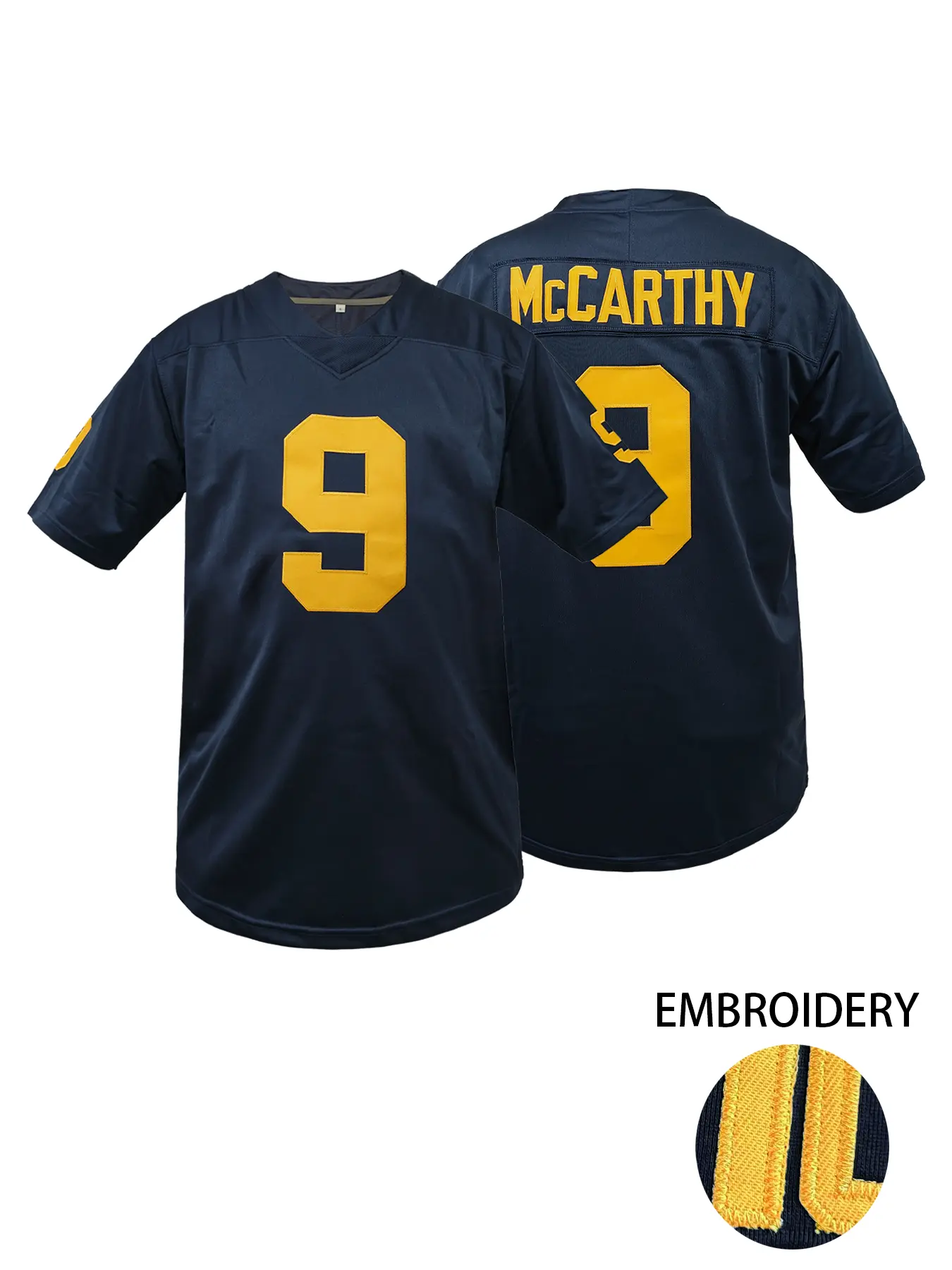 Men's #9 Sportswear Embroidered Short Sleeve Rugby Jersey,Breathable Michigan T-Shirts American Football Jersey, V Neck Pullover, Breathable Loose Fit Short Sleeve Top,Perfect for Outdoor Sports & Training
