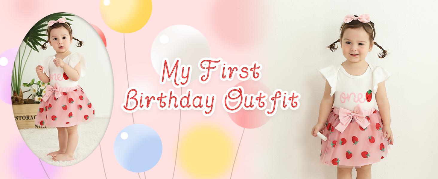 Baby Girl 1st Birthday Outfits One Year Old Clothes Romper Tutu Cake Smash Skirt with Headband Baby Girl Gifts