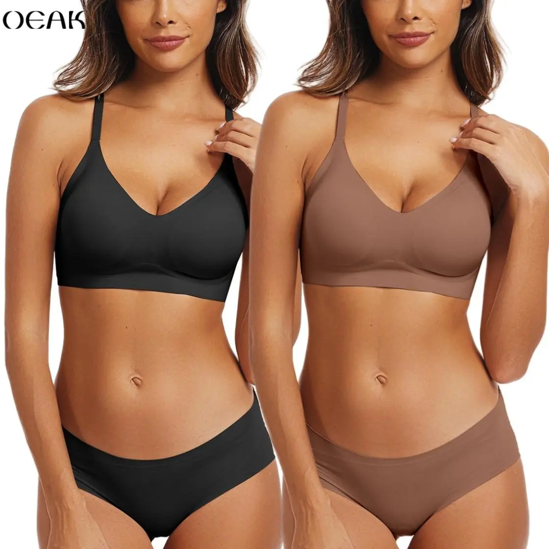OEAK 2PCS Women Comortable Wreless Bras Seamless Push Up Jelly Bra Buttery Soft Full Coverage Everyday Tshirt Bralettes OEAK 2PCS Women Comortable Wreless Bras Seamless Push Up Jelly Bra Buttery Soft Full Coverage Everyday Tshirt Bralettes
