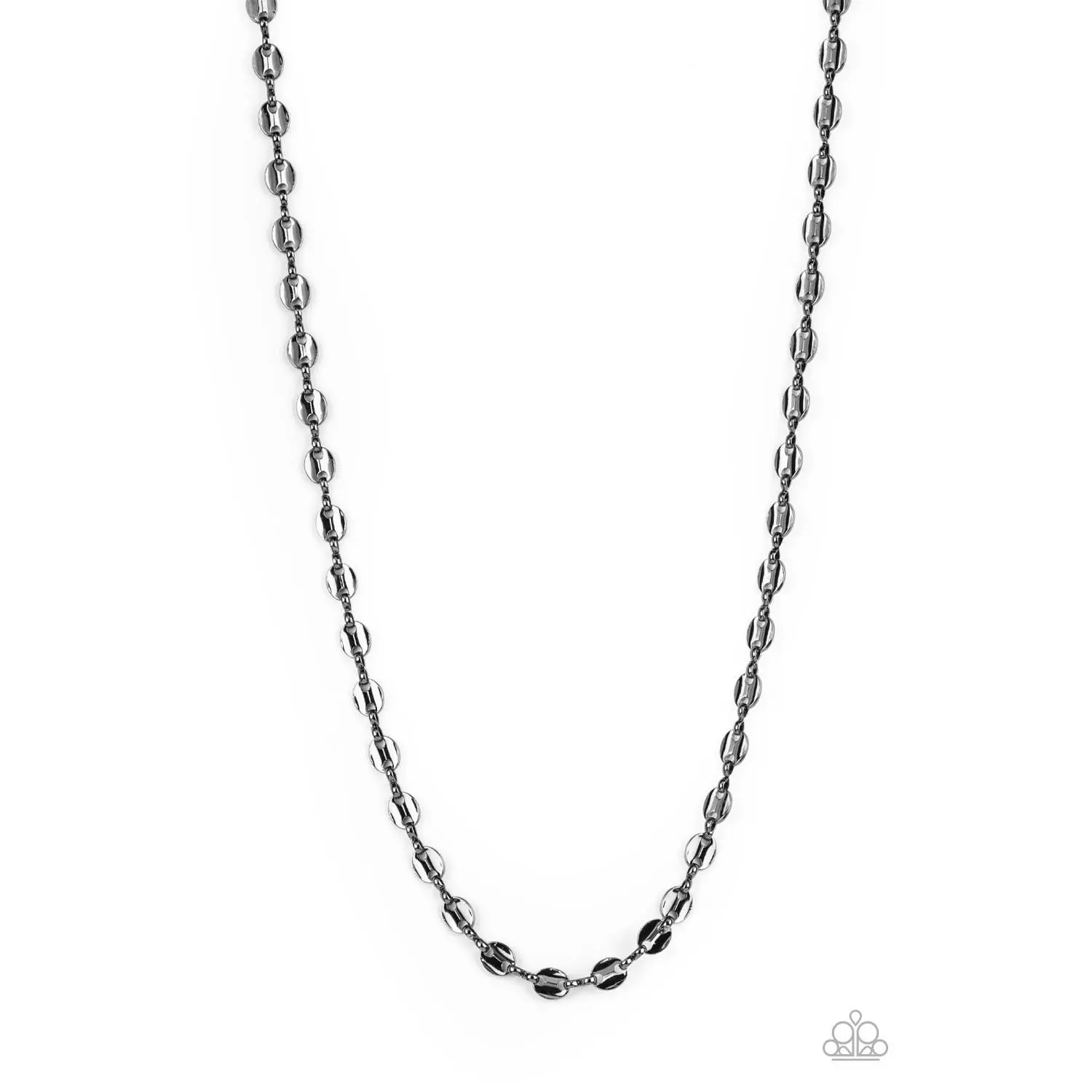 Industrial Gunmetal Men's Necklace with Beveled Discs and Infinity Links - Adjustable Industrial Chain Jewelry, Geometric, Intense Industrial Chain