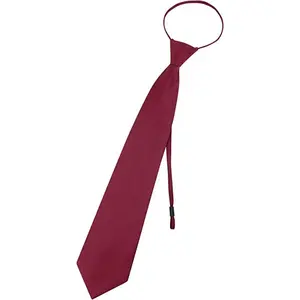 Pre Tied Junior Necktie Solid Color Adjustable Zipper Neck Tie