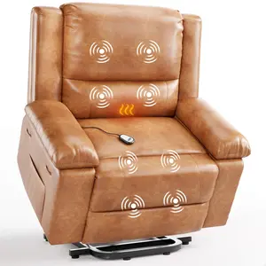 Garvee Electric Lift Recliner Chair - Heat and Massage, PU Leather Power Lift Recliner for Elderly & Mobility Impaired, Adjustable Back and Legs, Heavy Duty Lift Chair for Seniors