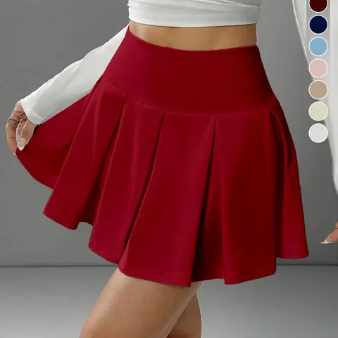 Women's Solid Color High Waist Skirt, Casual Fashionable Sporty Short Skirt for Daily Outdoor Wear, Ladies Bottoms for Summer, Athletic Skirt, Active Skirts, Tennis Skirt, Fashion Sports Skirt
