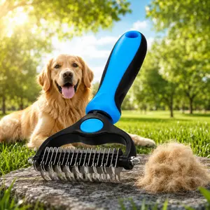 Pet Grooming Brush, Double-Sided Undercoat Rake for Dogs & Cats, Deshedding Brush for Long Hair, Reduces Shedding by 95%, Ultra Wide Dog Cat Brush for Shedding, Pet Hair Removal Comb for Golden Retriever, Ragdoll