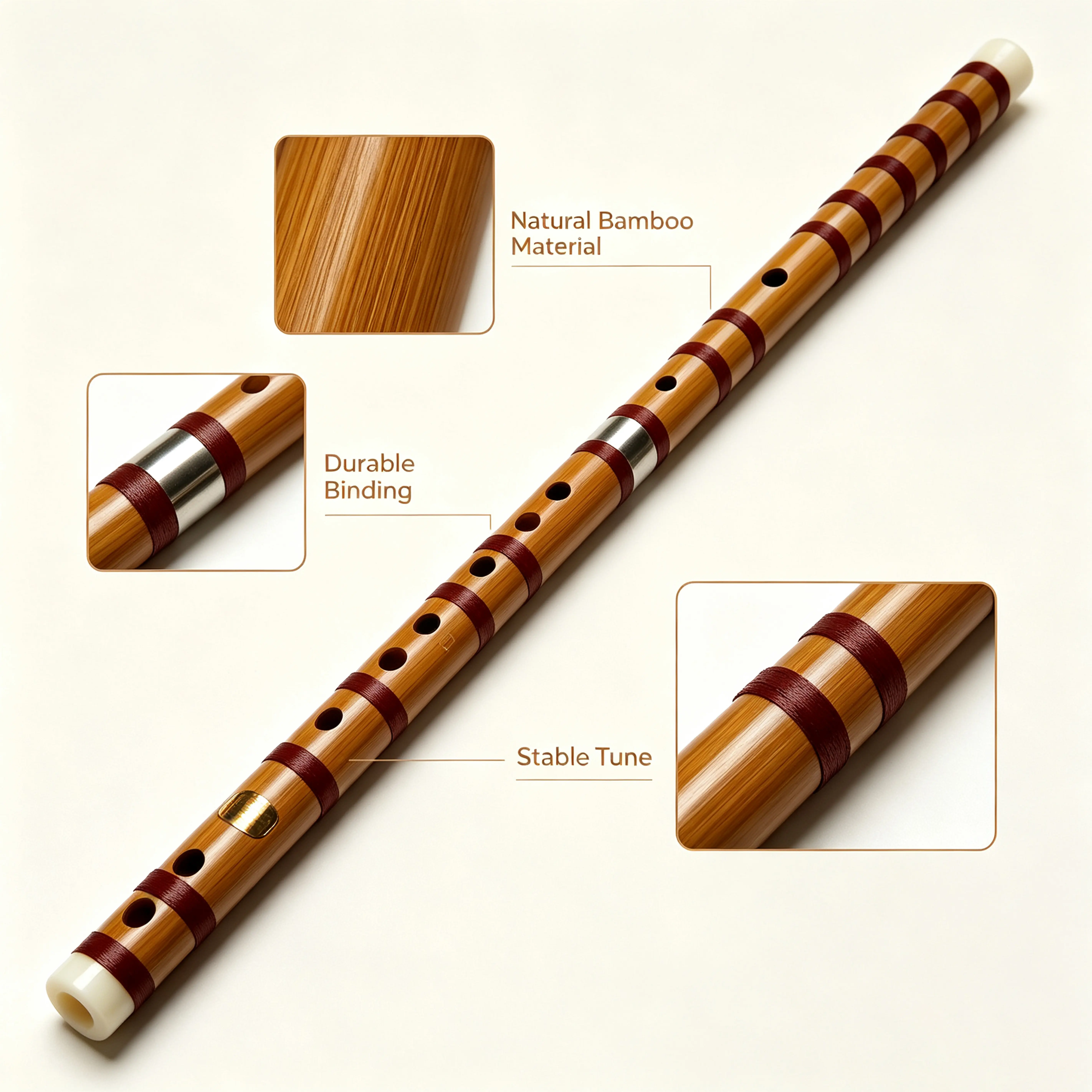 Handmade Natural Bamboo Chinese Dizi Flute for Beginners - Includes Flute Membrane, Glue, and Carry Bag