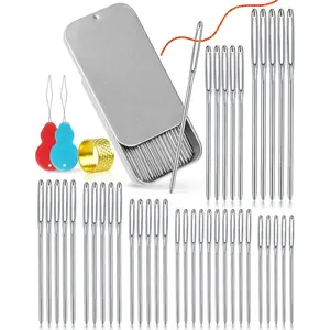 80/40 PCS Large-Eye Blunt Needles,8 Sizes Stainless Steel Yarn Knitting Needles,Sewing Needles,Crafting Knitting Weaving Stringing Needleswith Threaders for Finishing Off Crochet Projects CJ