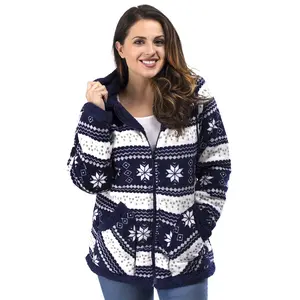 TrailCrest Ladies Smart Plush Sherpa Lined Hooded Sweater Jacket Zip Up Classic