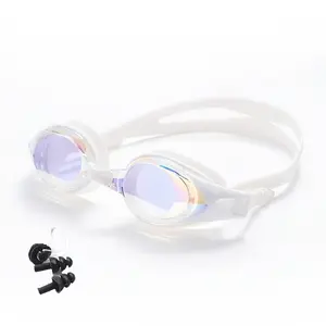 Swimming Goggles with Nose Clip & Earplugs, Anti-fog Waterproof Swimming Goggles, Swimming Equipment for Training, Swimming Accessories for Adults, Swim Glasses