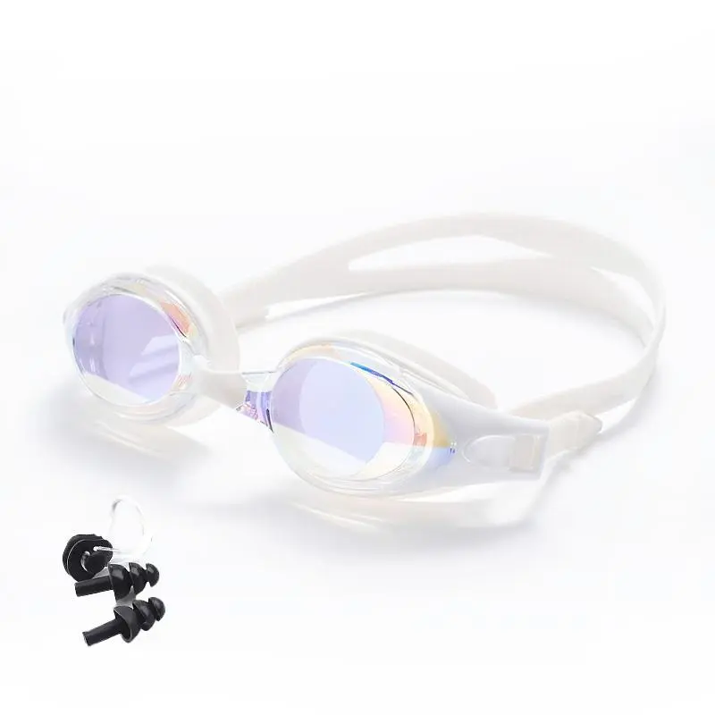 Swimming Goggles with Nose Clip & Earplugs, Anti-fog Waterproof Swimming Goggles, Swimming Equipment for Training, Swimming Accessories for Adults, Swim Glasses