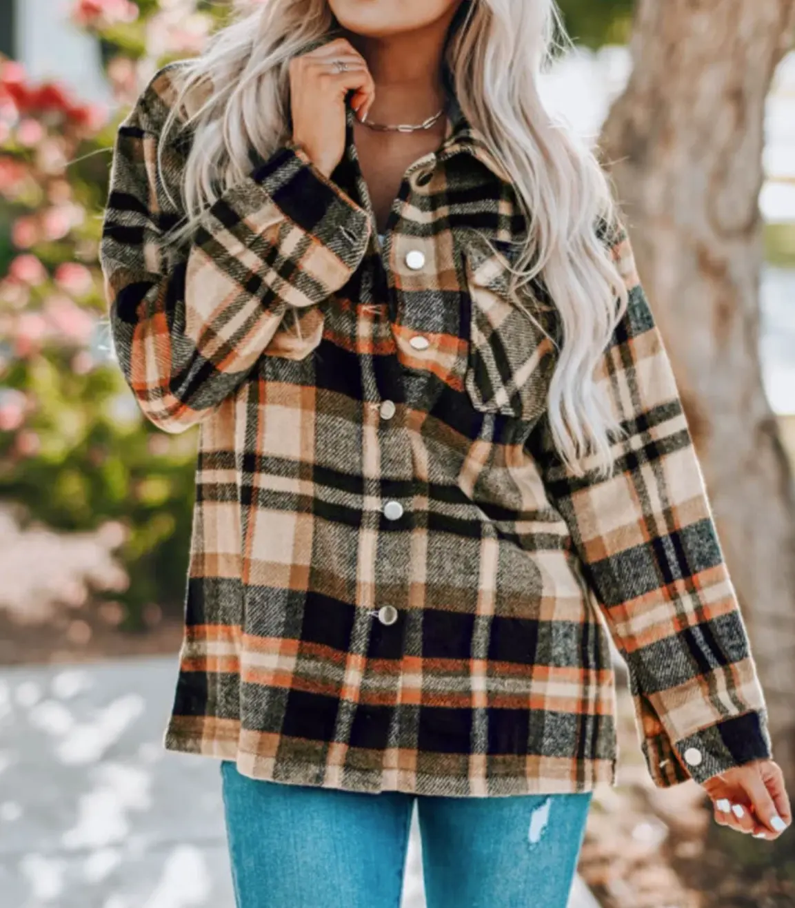 Orange Geometric Shacket