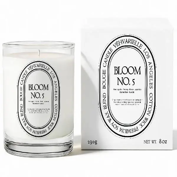 Bloom No. 5 Luxury Scented Candle | Hand-Poured Soy Wax Blend | Premium Glass Jar Candle for Gift, Home, Men & Women | Clean, Long 40-Hour Burn | Apple, Peony & Jasmine with Soft Suede Floral Notes