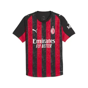 PUMA Mens Ac Milan Home Crew Neck Short Sleeve Jersey Casual - Black
