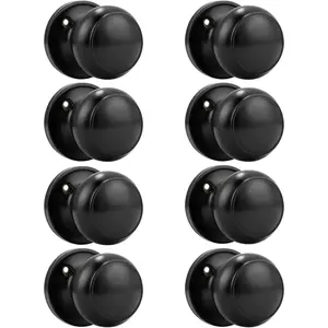 (8 Pack Classic Closet Door Knobs Dummy Door Knob, Individual Non-Turning Dummy Door Knob Single Side, Black Interior Door Knobs, Easy Installation