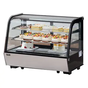 VEVOR Refrigerated Display Case, 5 Cu. Ft./ 146L Countertop Pastry Display Case, 2-Tier Commercial Display Refrigerator with LED Lighting, TURBO Cooling, Frost-Free Air-Cooling, for Bakery