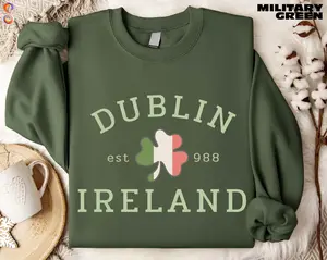 [Sale off up to 50%] Dublin Ireland Sweatshirt, Shamrock Flag Sweatshirt, Irish Clover Tee, St Patrick's Day Gift, Lucky Sweater, streetwear graphic tee