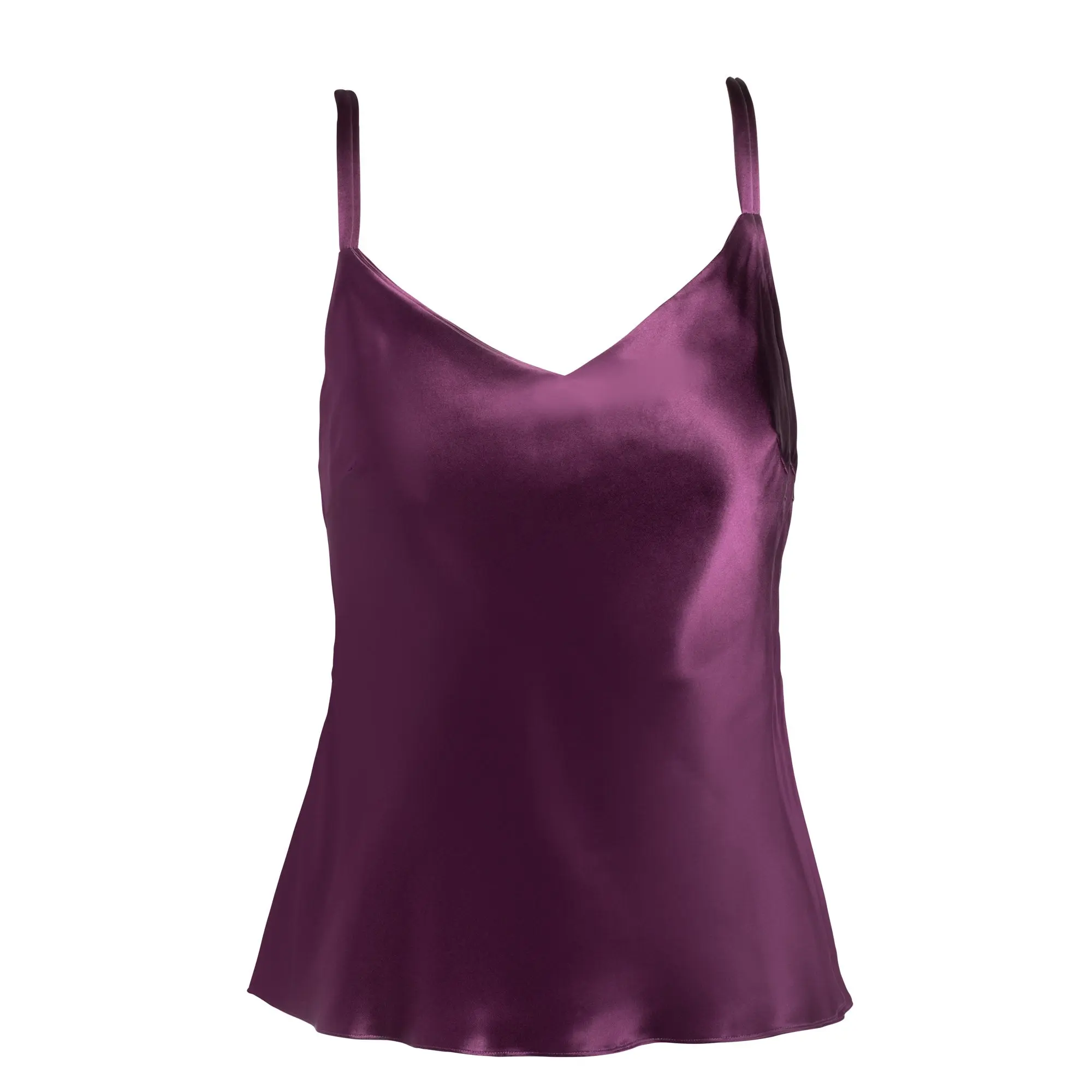 silk camisole in aubergine