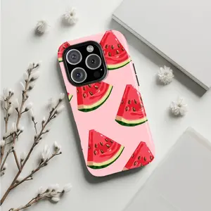 Phone Case — 2-in-1 Screen Protector & Case: Featuring a summery design with a sliced ​​watermelon pattern, offering robust dual-layer protection. Compatible with iPhone 17 Pro Max / 17 Air / 16 Plus / 15 / 14 / 13 / 12 / 11 Series.