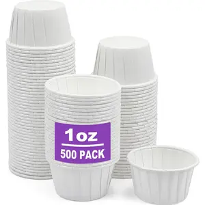 500 count Ketchup Cups Small Paper Cups 1 oz, Leak-Proof  Safe Disposable Condiment Cups Paper Souffle Cups Sample Cups  Cups (Pack of 500)