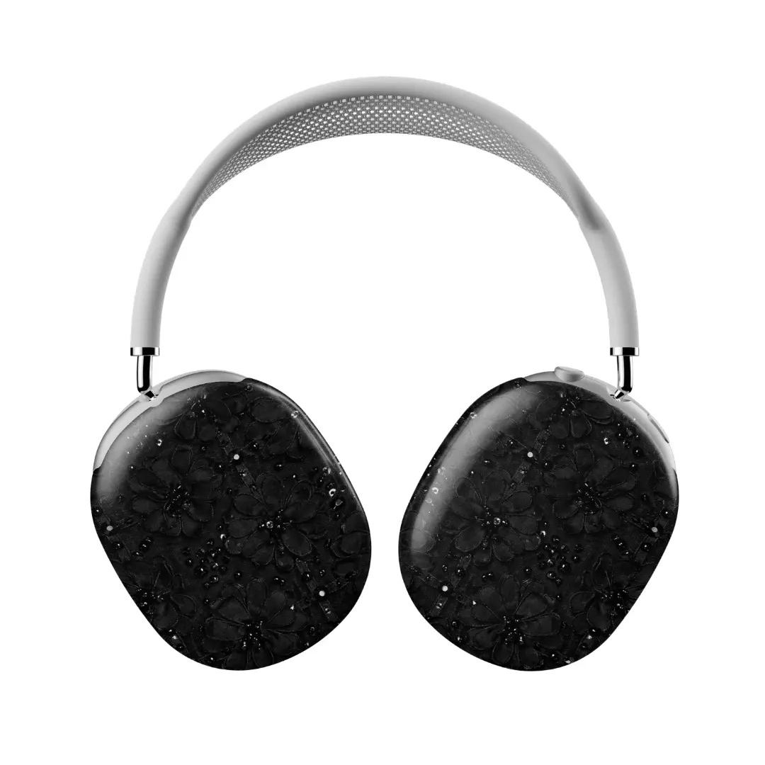 Durable Protective Case for AirPod Max Headphones, Noir Bloom Design