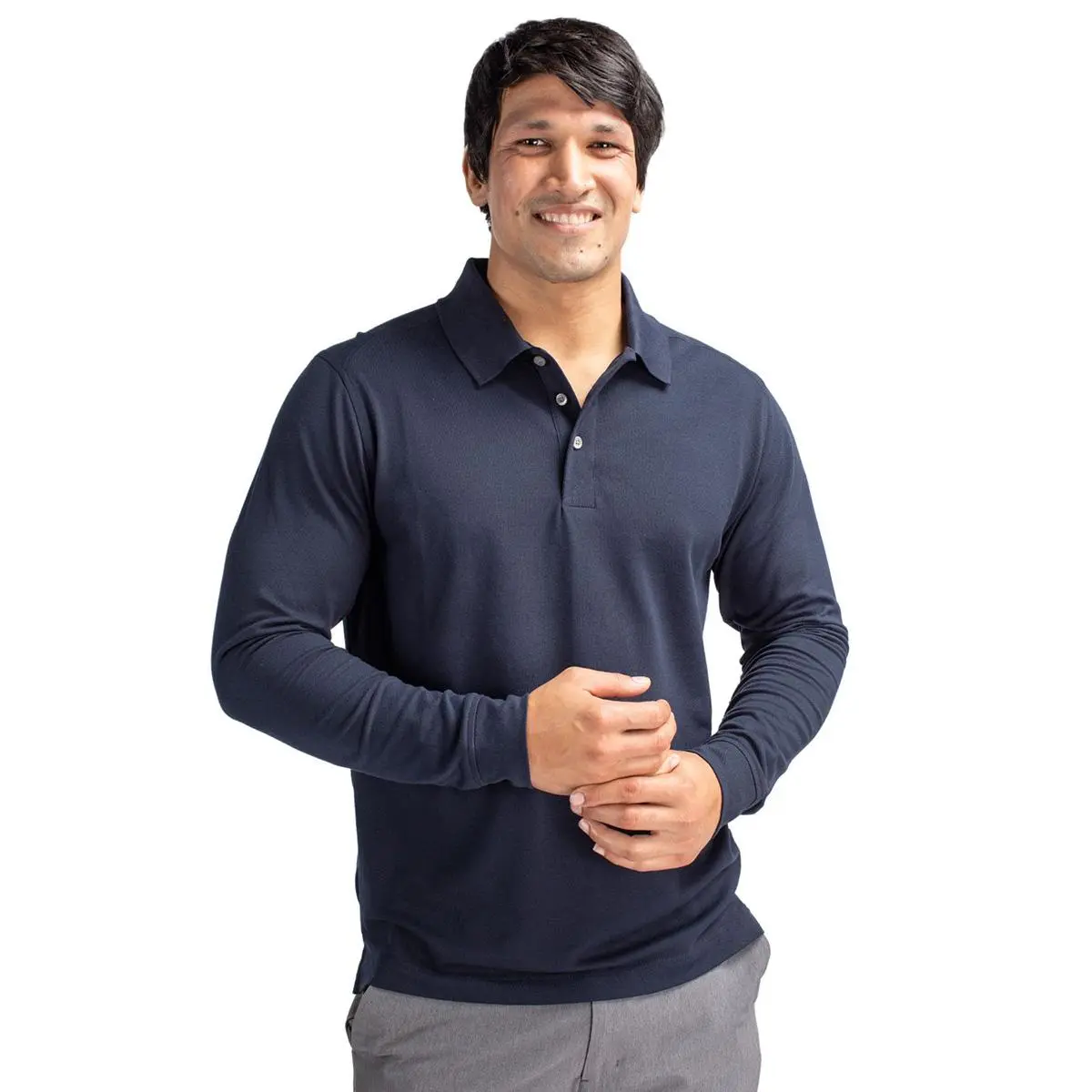 Cutter & Buck Advantage Eco Tri-Blend Pique Mens Long Sleeve Polo