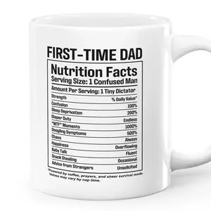 First Time Dad Nutrition Facts Personalized Mug 11oz – Funny Father’s Day Gift for New Dad, Custom Coffee Cup from Wife or Baby