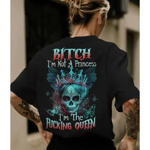 I’m the Queen Hoodie – Bad Girl Skull Crown Attitude Sweatshirt for Women, Skull Queen Hoodie Black Casual Fit Blue Womenswear Butterfly Breathable t shirts women oversized tshirt women