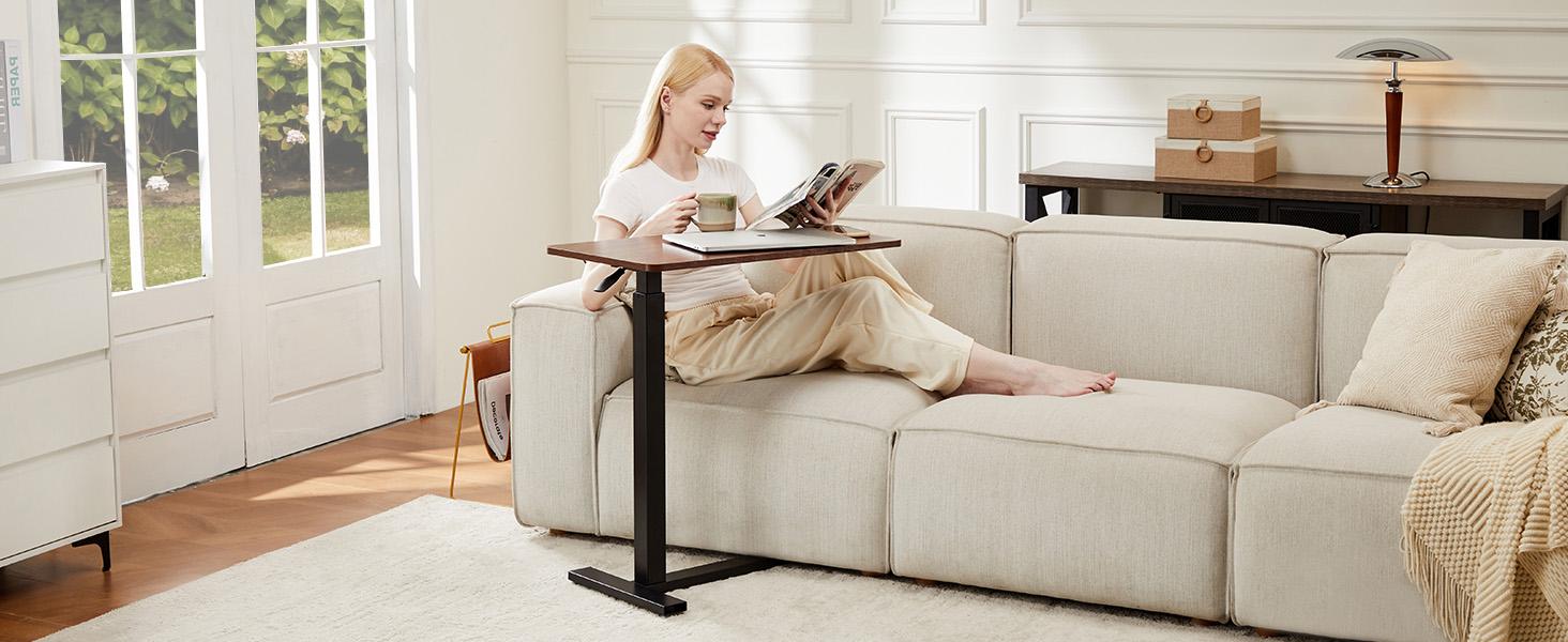 Adjustable OverbedTable with Wheels for Hospital andHome Use - Rolling Laptop Desk andMobile Standing Desk