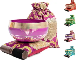 Tibetan Singing Bowl Set - Easy To Play for Beginners - Authentic Handcrafted Mindfulness Meditation Holistic Sound 7 Chakra   by  (Orchid)