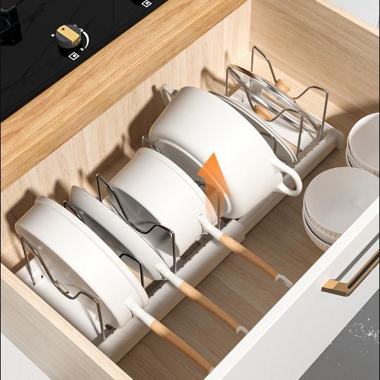 Pot Lids Organizer Rack for Cabinet and Countertop, 7+ Pan Lids and Bakeware Organizer Rack Holder with 7 Adjustable Compartments,Kitchen Storage, Pot Lid Storage - White, Gifts for Mom,Organizing hacks for a tidy kitchen