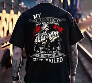 MY SCARS TELL A STORY Skeleton Print Men's tshirt,hoodie,sweatshirt, Aesthetic tatoo merch summer outfits, style streetwear, Nun vintage men graphic tees, Fatherday, Memorial day, 4th July Casual Cotton