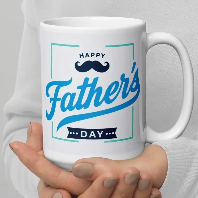 Happy Father’s Day Mug – Classic Mustache Coffee Cup for Dad – Gift for Husband, Father, Grandpa – Father’s Day Gift Idea 2025