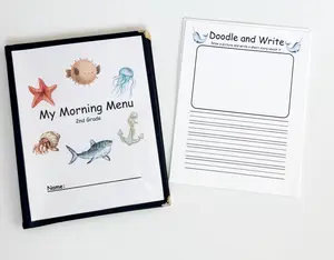 2nd Grade Morning Menu with 22 Activity Pages Kid's Activity Book for Homeschool Curriculum Learning Book Reusable Educational Pages Writing Prompts