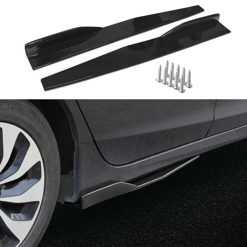 Glossy Front Bumper Lip Kit, Universal Car Bumper Protection Kit - Adjustable 4-Section Front Bumper Lip, Black Chin Spoiler Splitter, Rear Lip & Side Skirt, Easy Install & Durable Design, Fits Honda Toyota Mazda Nissan Ford Mercedes-Benz Hyundai Subaru